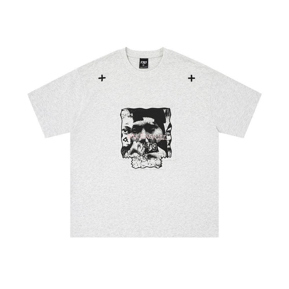 T-shirt de algodão bordada manga curta para homem - Boomerang Store